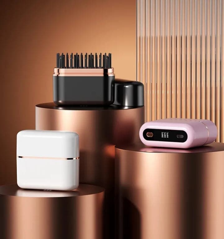 Cordless Negative Ion Hair Straightener Brush | USB Rechargeable | Travel Friendly